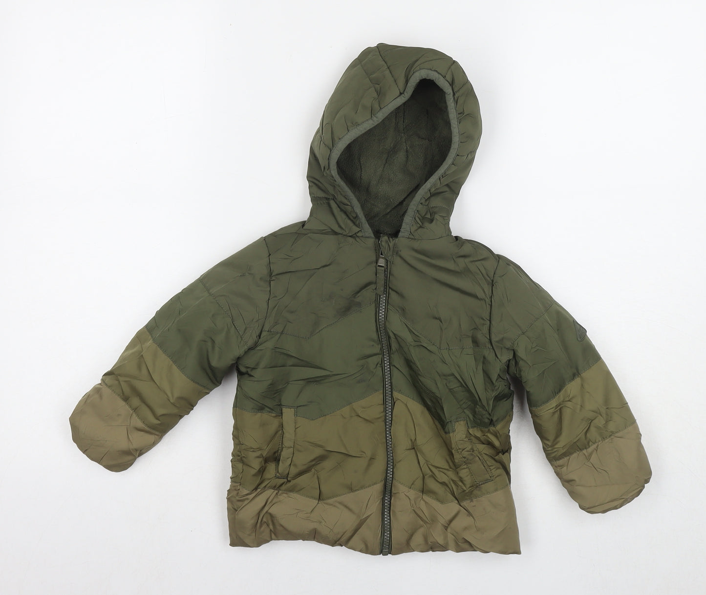 Mothercare Boys Green Puffer Jacket Jacket Size 18-24 Months Zip