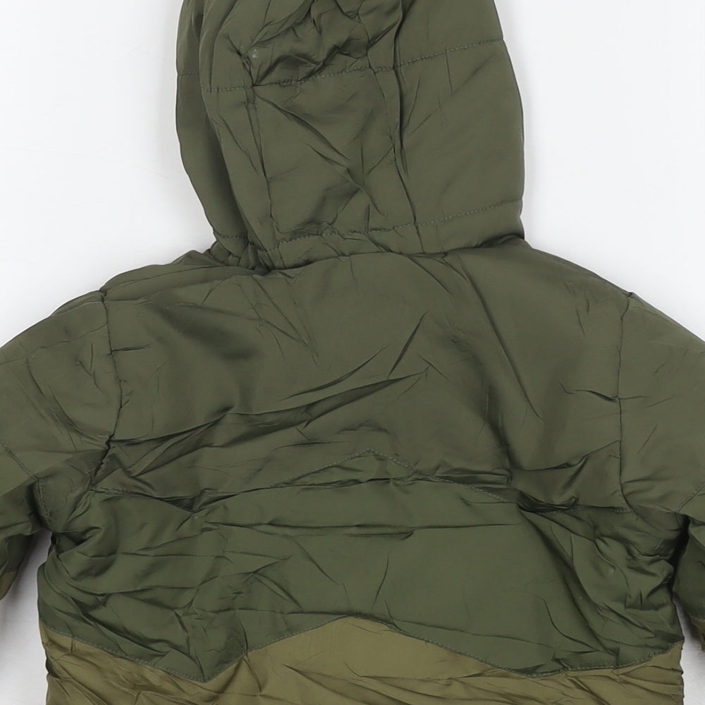 Mothercare Boys Green Puffer Jacket Jacket Size 18-24 Months Zip