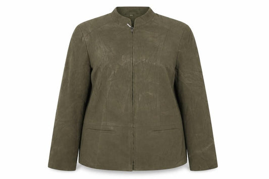 Front view of EWM women’s green jacket, size UK 10, zip