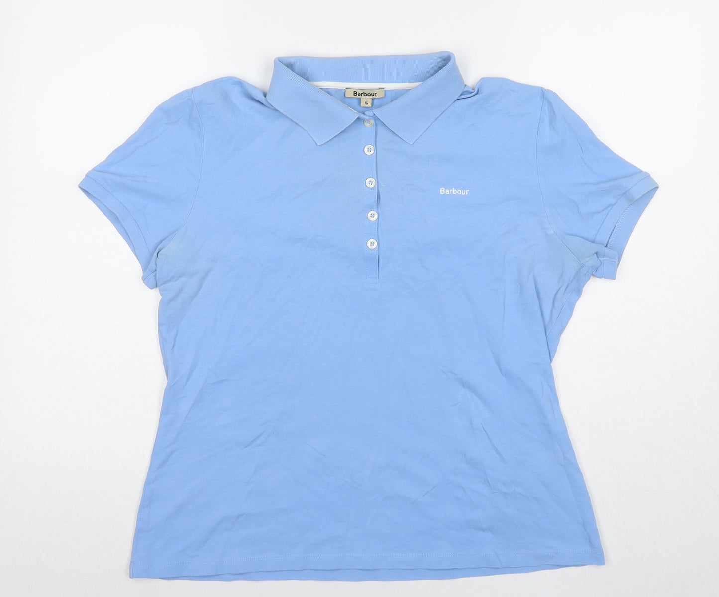 Barbour Womens Blue Cotton Basic Polo Size 16 Collared
