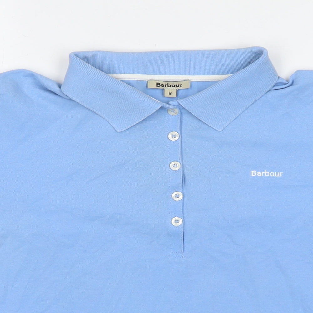 Barbour Womens Blue Cotton Basic Polo Size 16 Collared