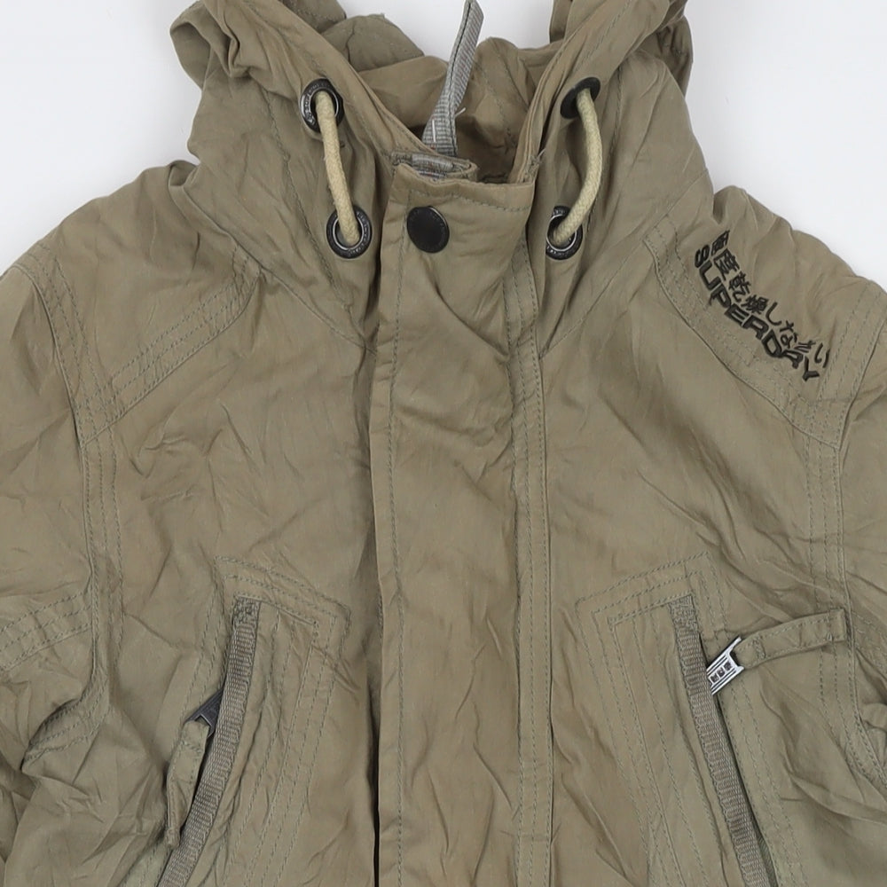 Superdry Mens Brown Parka Coat Size S Zip