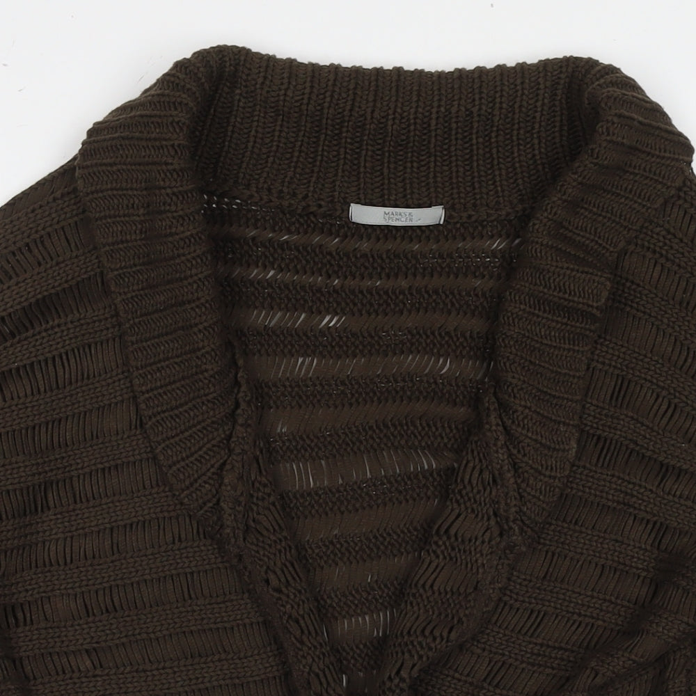 Marks and Spencer Womens Brown V-Neck Acrylic Cardigan Jumper Size 22