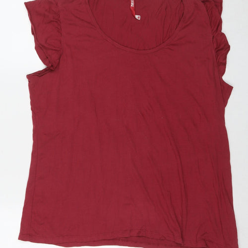 NEXT Womens Red Polyester Basic T-Shirt Size 18 Round Neck