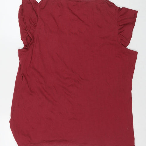 NEXT Womens Red Polyester Basic T-Shirt Size 18 Round Neck
