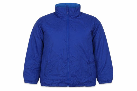 Front view of Mistral women’s blue jacket, size M, zip - reversible