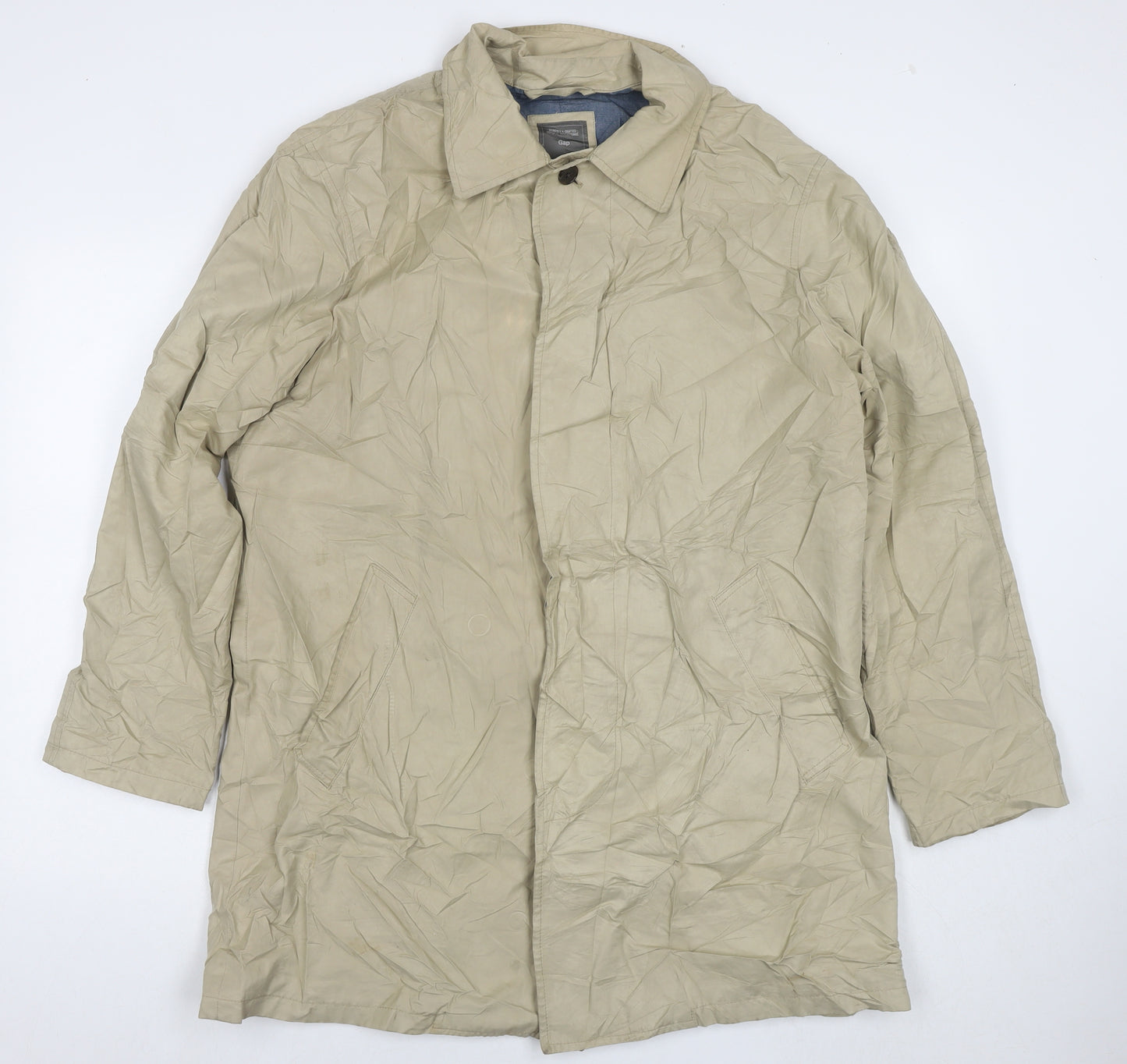 Gap Mens Beige Trench Coat Coat Size L Zip