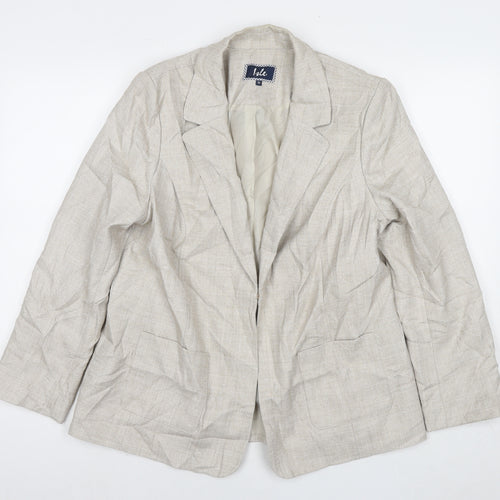 EWM Womens Beige Jacket Blazer Size 16 Hook & Eye
