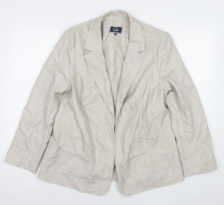 EWM Womens Beige Jacket Blazer Size 16 Hook & Eye