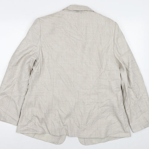 EWM Womens Beige Jacket Blazer Size 16 Hook & Eye