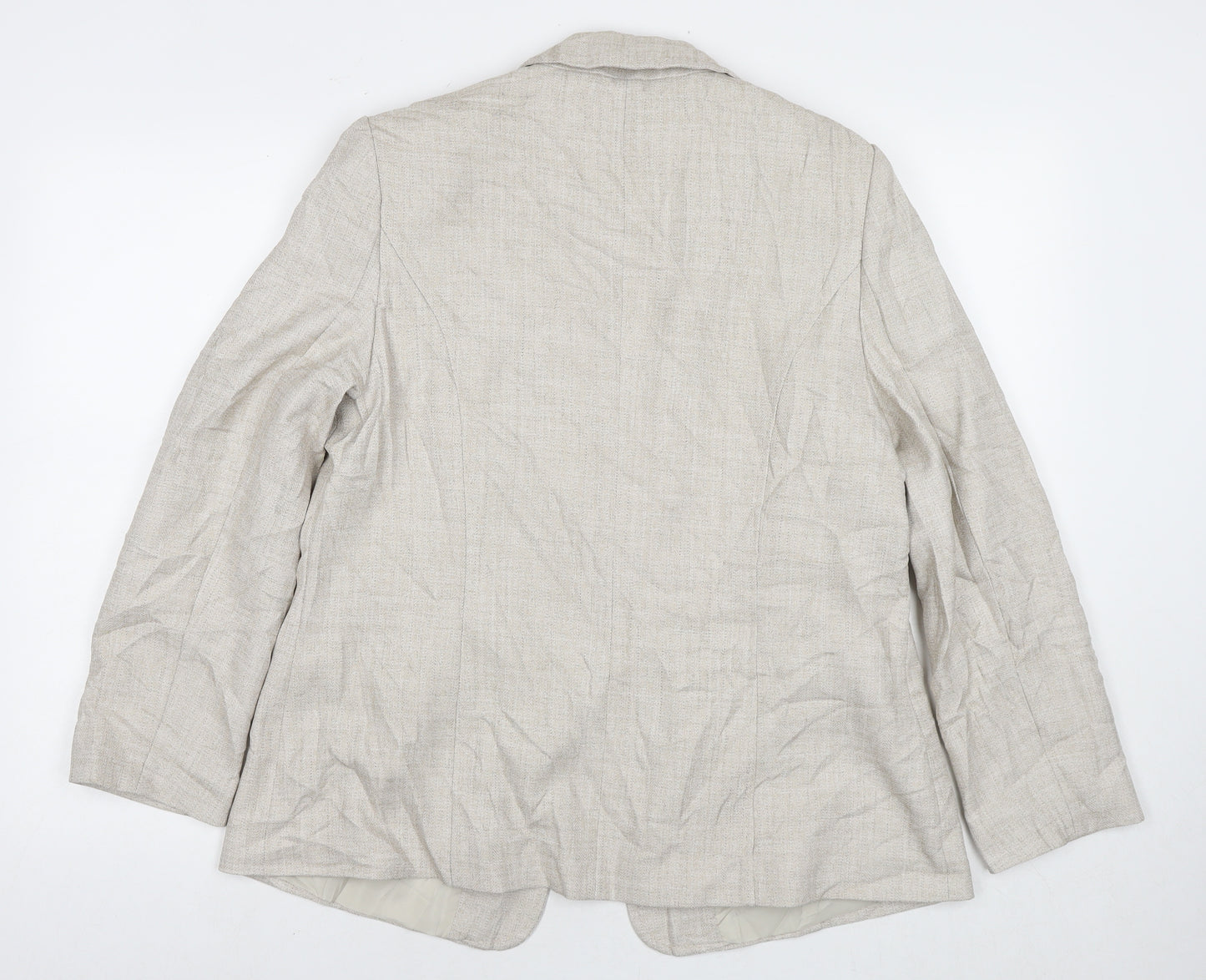 EWM Womens Beige Jacket Blazer Size 16 Hook & Eye