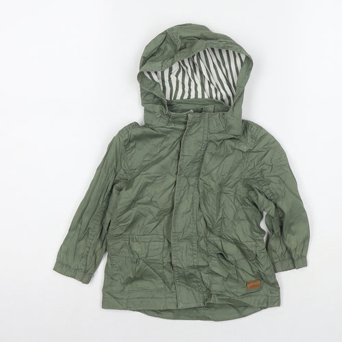 H&M Girls Green Trench Coat Jacket Size 12-18 Months Zip
