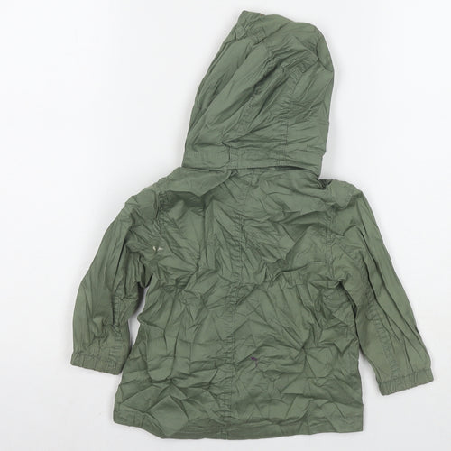 H&M Girls Green Trench Coat Jacket Size 12-18 Months Zip