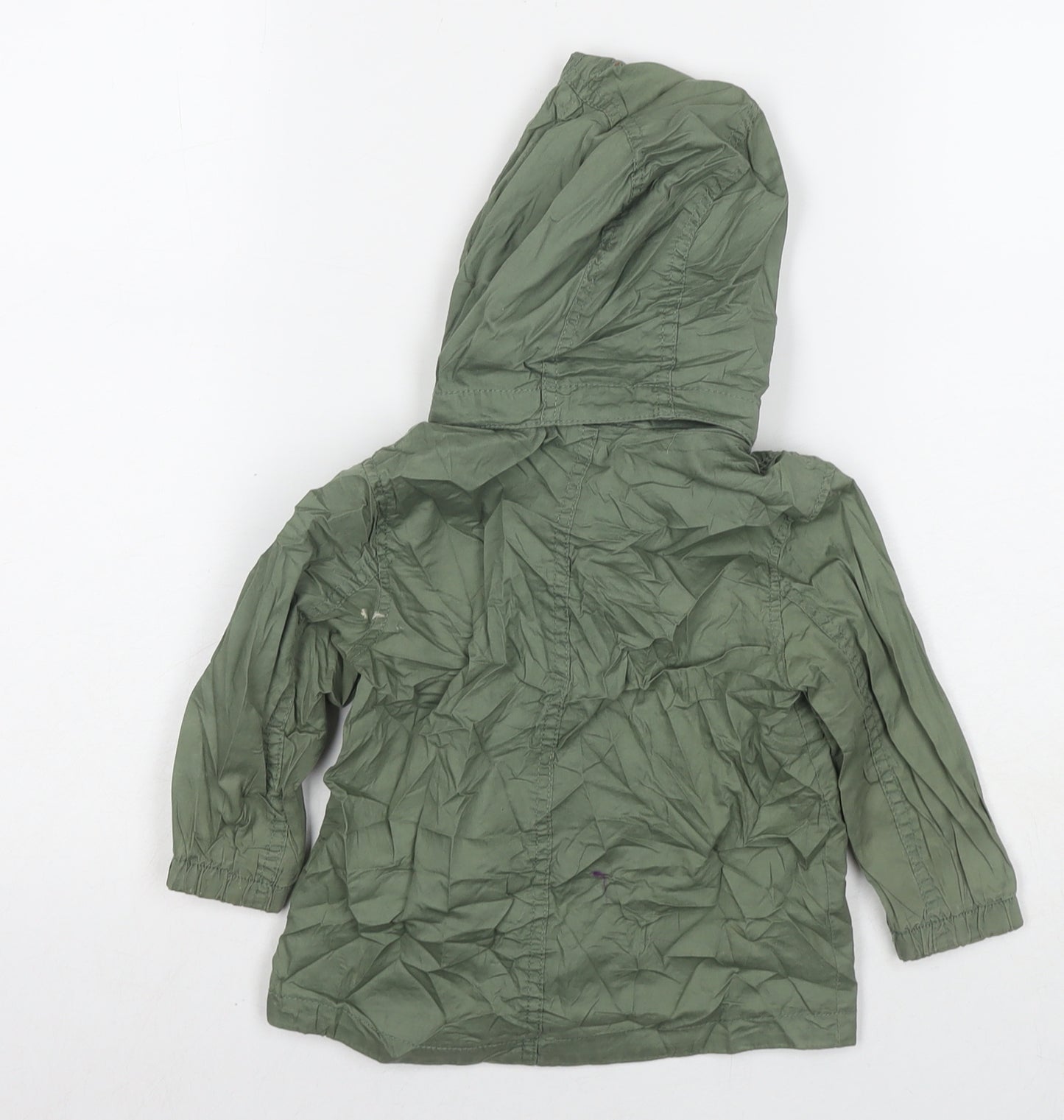H&M Girls Green Trench Coat Jacket Size 12-18 Months Zip