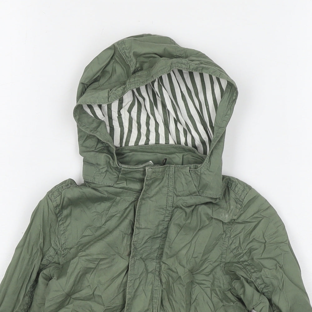 H&M Girls Green Trench Coat Jacket Size 12-18 Months Zip