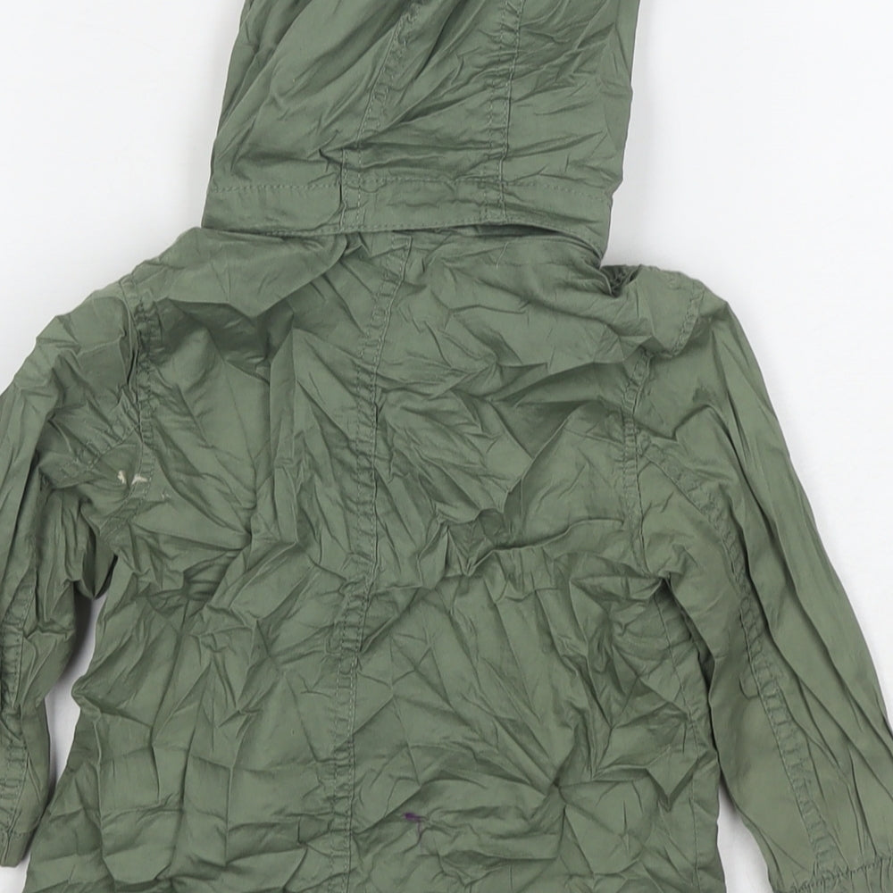 H&M Girls Green Trench Coat Jacket Size 12-18 Months Zip