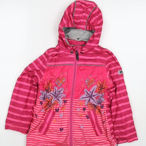 Me Too Girls Pink Striped Rain Coat Jacket Size 6 Years Zip