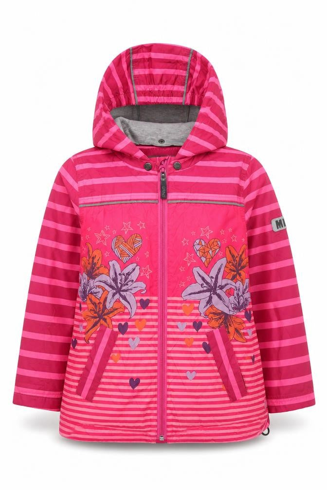 Me Too Girls Pink Striped Rain Coat Jacket Size 6 Years Zip