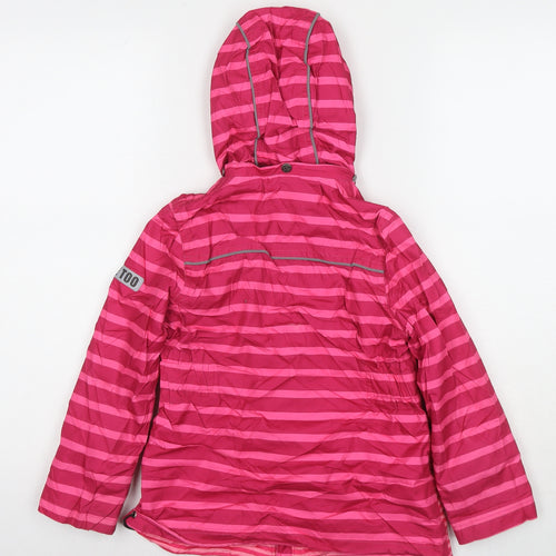 Me Too Girls Pink Striped Rain Coat Jacket Size 6 Years Zip