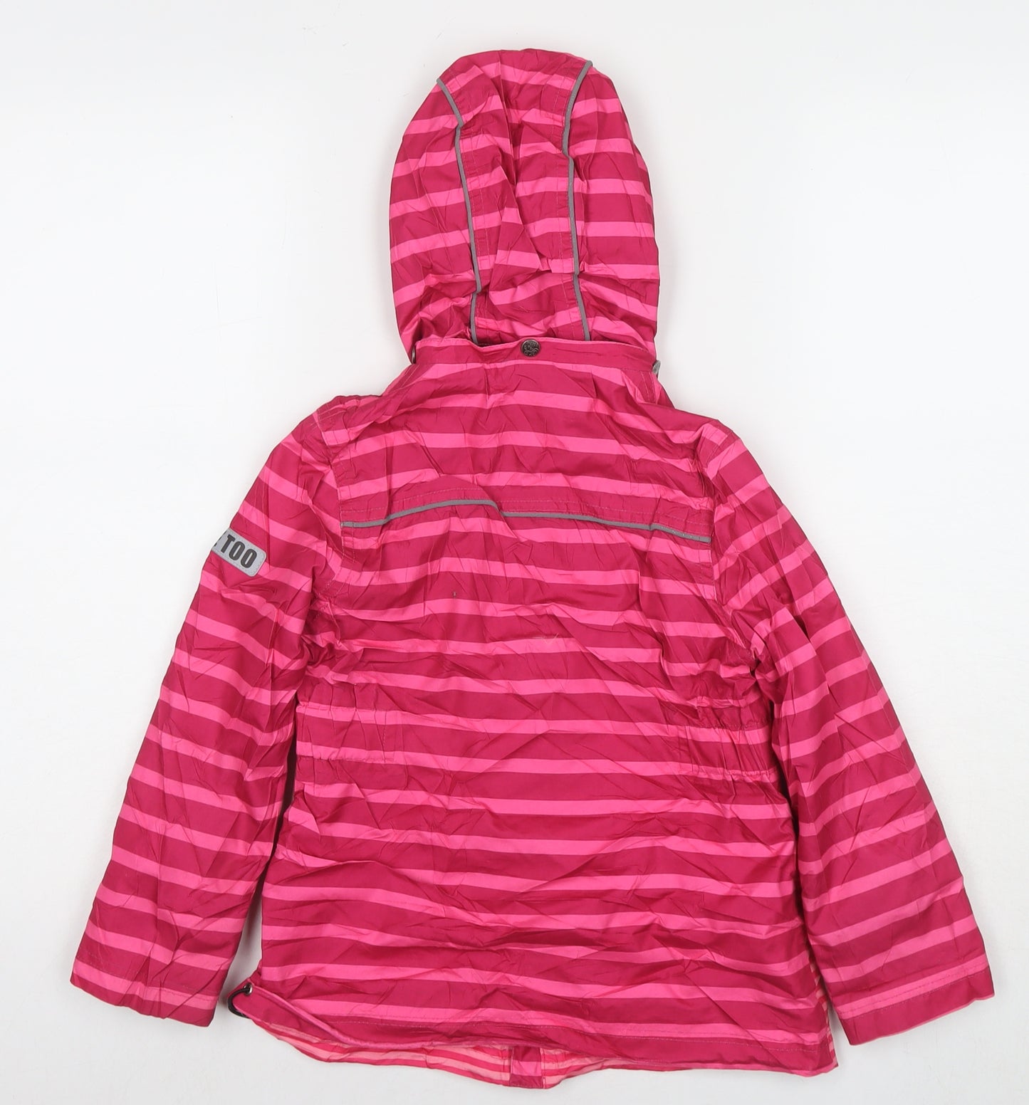 Me Too Girls Pink Striped Rain Coat Jacket Size 6 Years Zip
