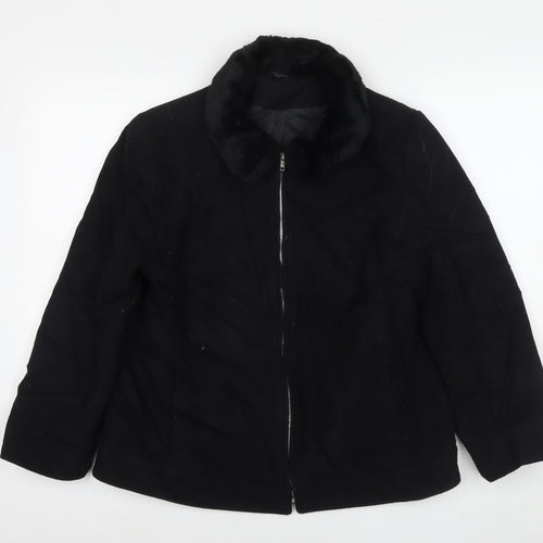 Dorothy Perkins Womens Black Overcoat Coat Size 14 Zip