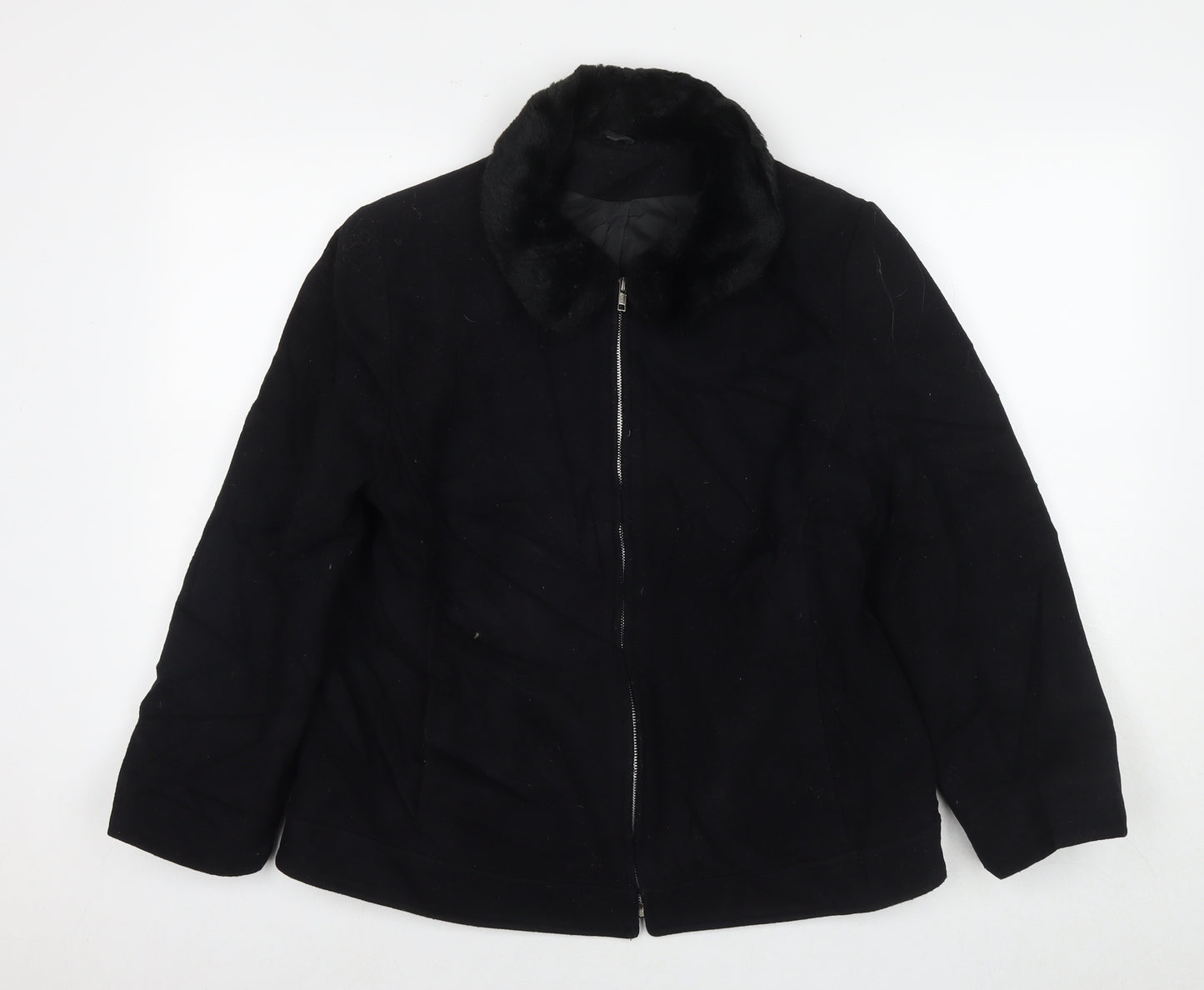 Dorothy Perkins Womens Black Overcoat Coat Size 14 Zip