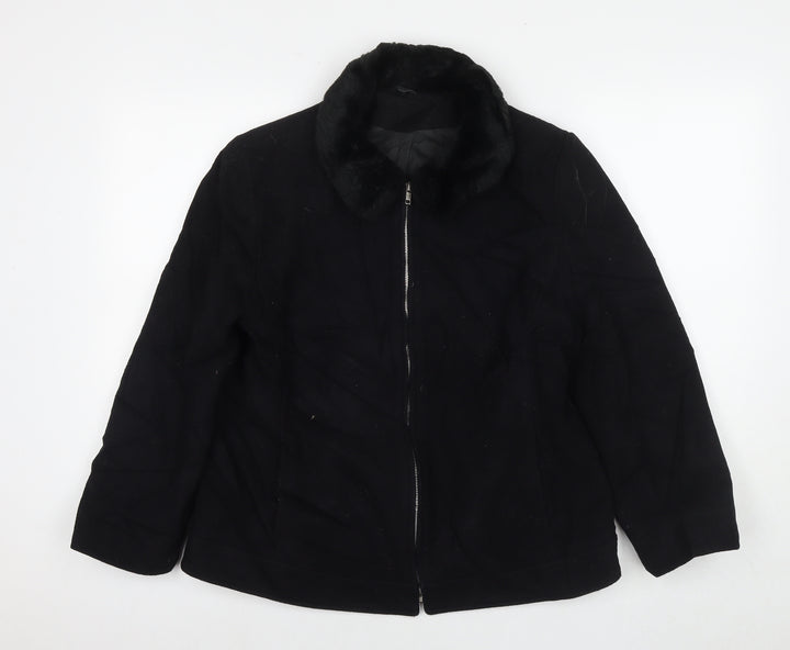 Dorothy Perkins Womens Black Overcoat Coat Size 14 Zip