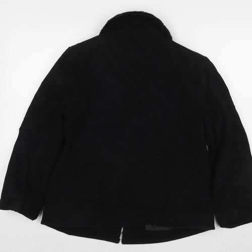 Dorothy Perkins Womens Black Overcoat Coat Size 14 Zip