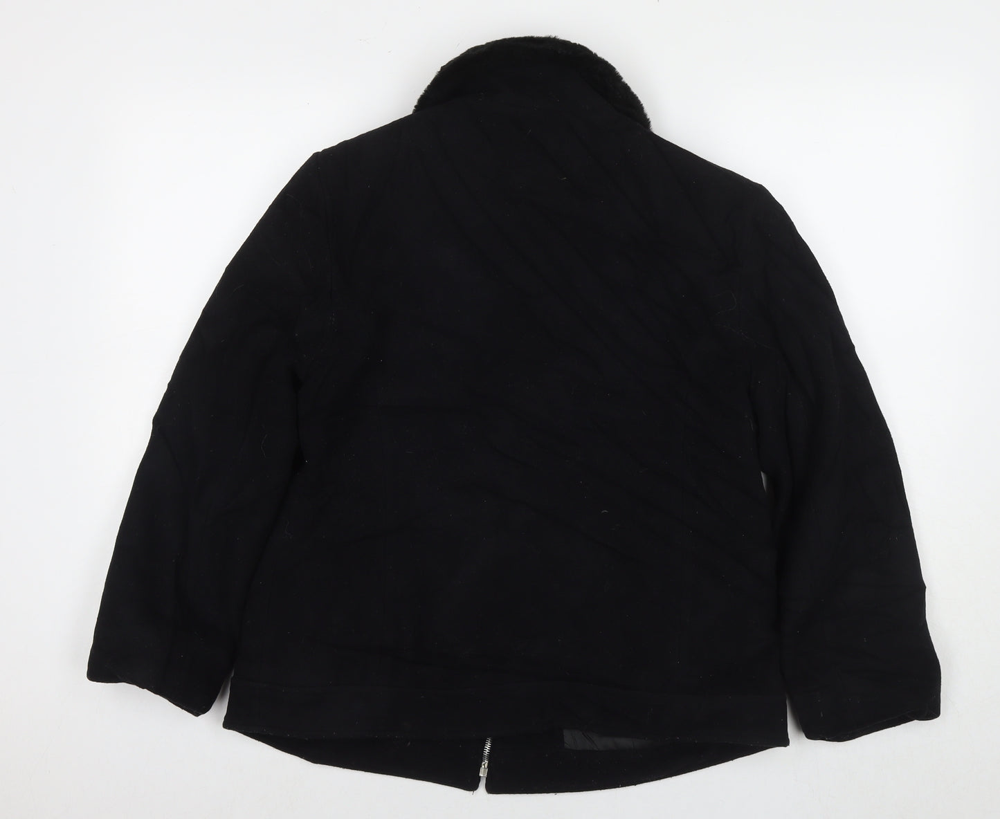 Dorothy Perkins Womens Black Overcoat Coat Size 14 Zip