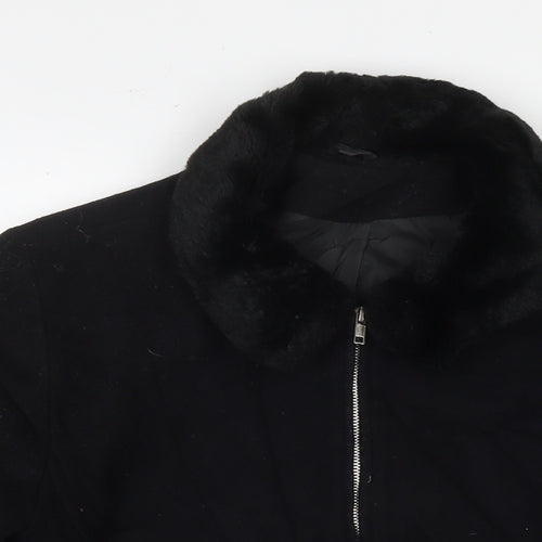 Dorothy Perkins Womens Black Overcoat Coat Size 14 Zip