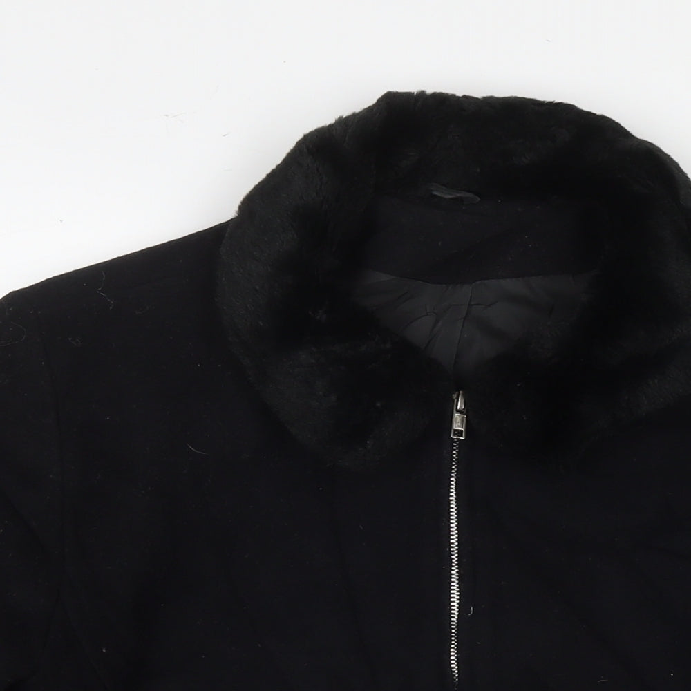 Dorothy Perkins Womens Black Overcoat Coat Size 14 Zip