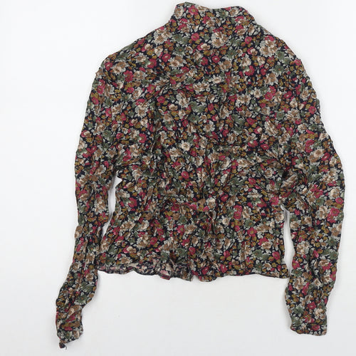 Dorothy Perkins Womens Multicoloured Floral Viscose Basic Button-Up Size 12 V-Neck