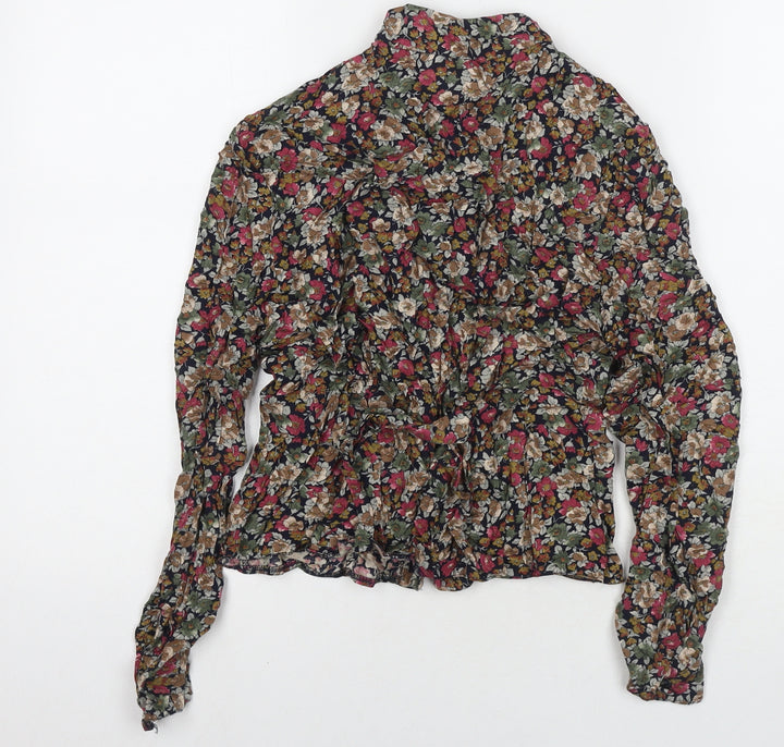 Dorothy Perkins Womens Multicoloured Floral Viscose Basic Button-Up Size 12 V-Neck