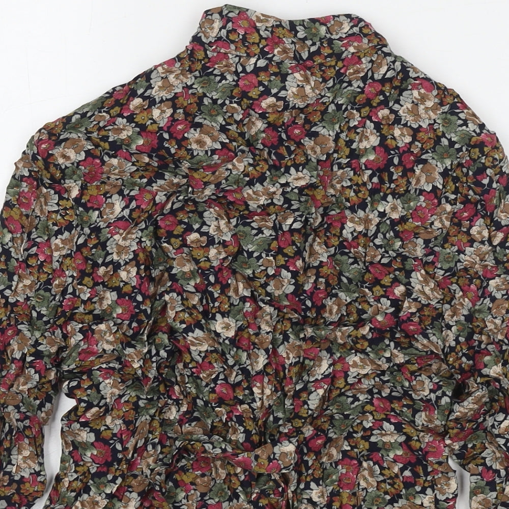 Dorothy Perkins Womens Multicoloured Floral Viscose Basic Button-Up Size 12 V-Neck