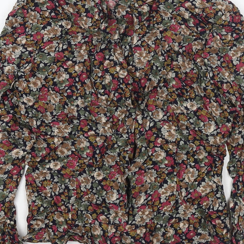 Dorothy Perkins Womens Multicoloured Floral Viscose Basic Button-Up Size 12 V-Neck