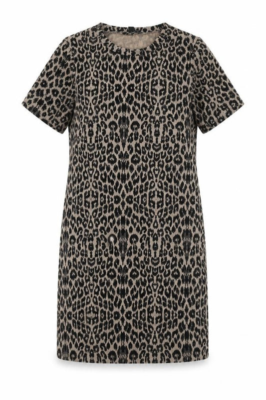 Front view of New Look women’s black animal print polyester a-line, size UK 10, round neck pullover