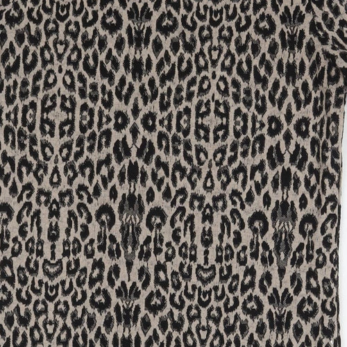 New Look Womens Black Animal Print Polyester A-Line Size 10 Round Neck Pullover