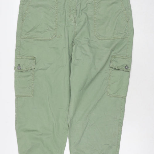 Marks and Spencer Womens Green Lyocell Cargo Trousers Size 18 L22 in Regular Zip