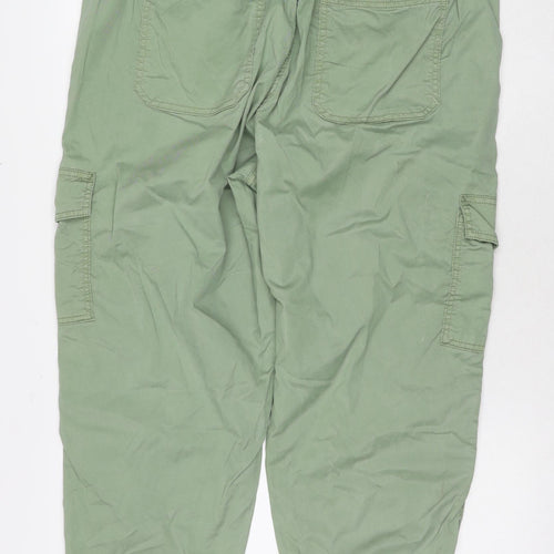 Marks and Spencer Womens Green Lyocell Cargo Trousers Size 18 L22 in Regular Zip