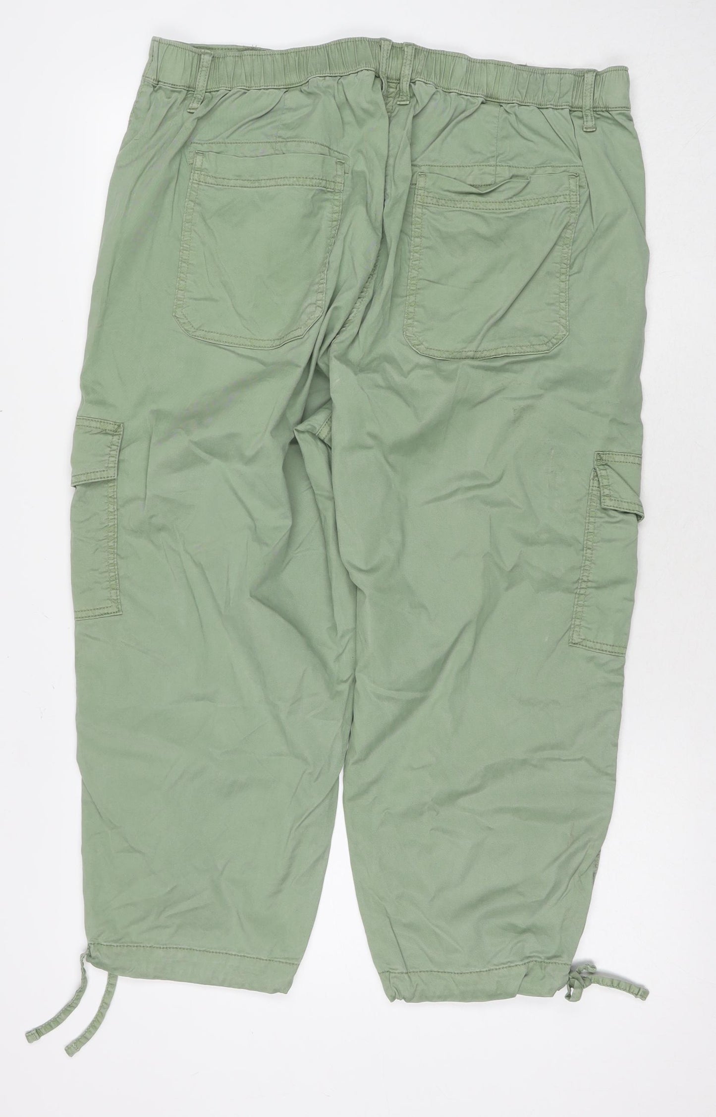 Marks and Spencer Womens Green Lyocell Cargo Trousers Size 18 L22 in Regular Zip