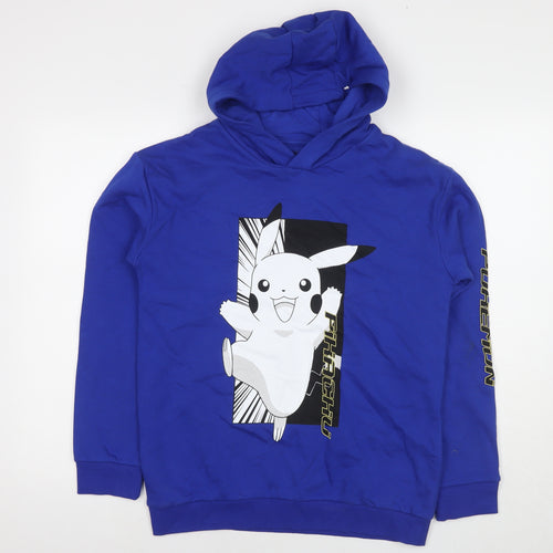 Pokemon Boys Blue Cotton Pullover Hoodie Size 13-14 Years Pullover - Pokemon Pikachu