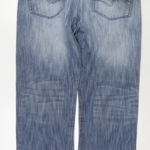 Lee Cooper Mens Blue Cotton Straight Jeans Size 36 in L30 in Regular Zip