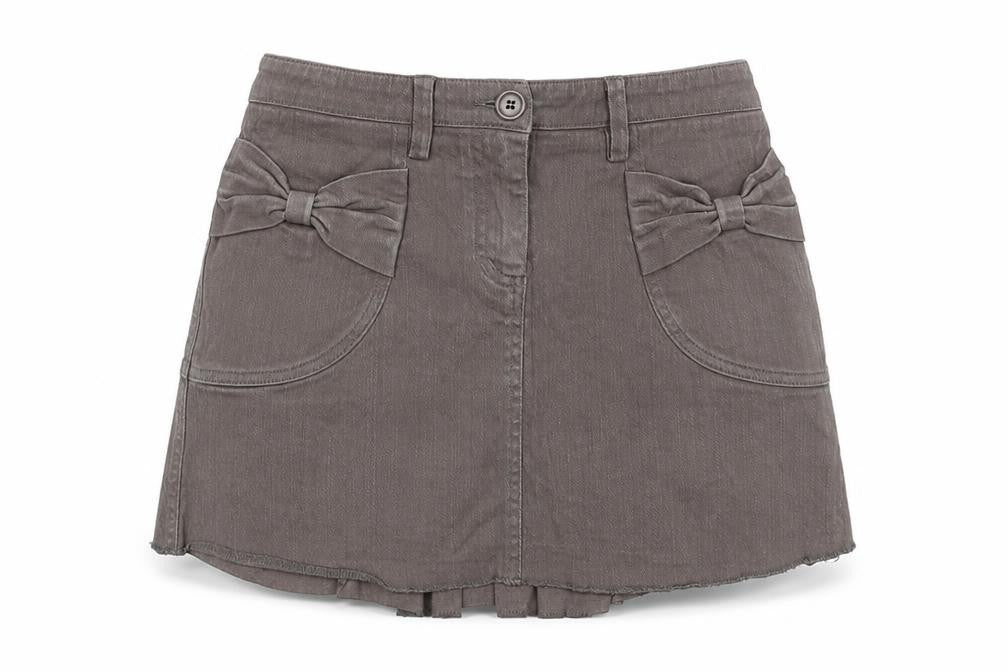 Front view of Development women’s brown cotton a-line skirt, size UK 4, zip