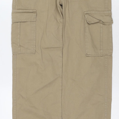 Stradivarius Womens Beige Cotton Cargo Trousers Size 6 L32 in Regular Zip