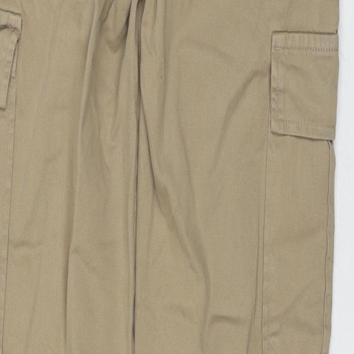 Stradivarius Womens Beige Cotton Cargo Trousers Size 6 L32 in Regular Zip