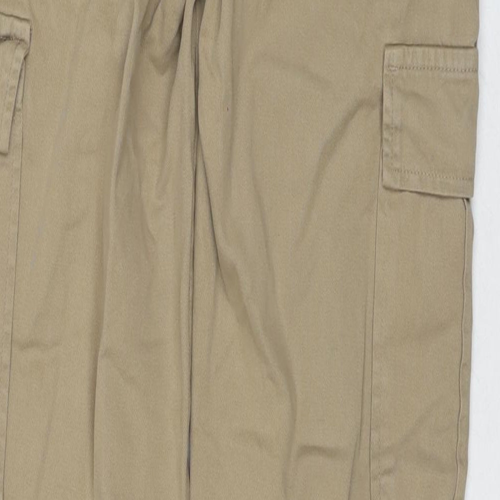 Stradivarius Womens Beige Cotton Cargo Trousers Size 6 L32 in Regular Zip