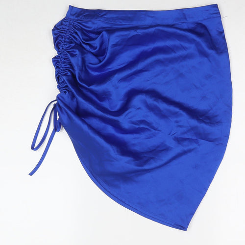 PRETTYLITTLETHING Womens Blue Polyester A-Line Skirt Size 10 Zip