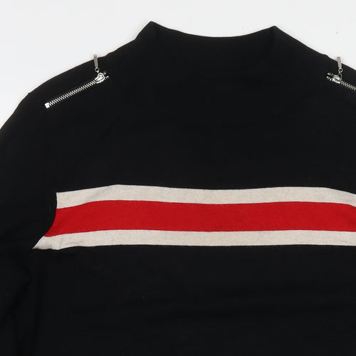 Wallis Womens Black Round Neck Polyester Pullover Jumper Size 16 - Stripe
