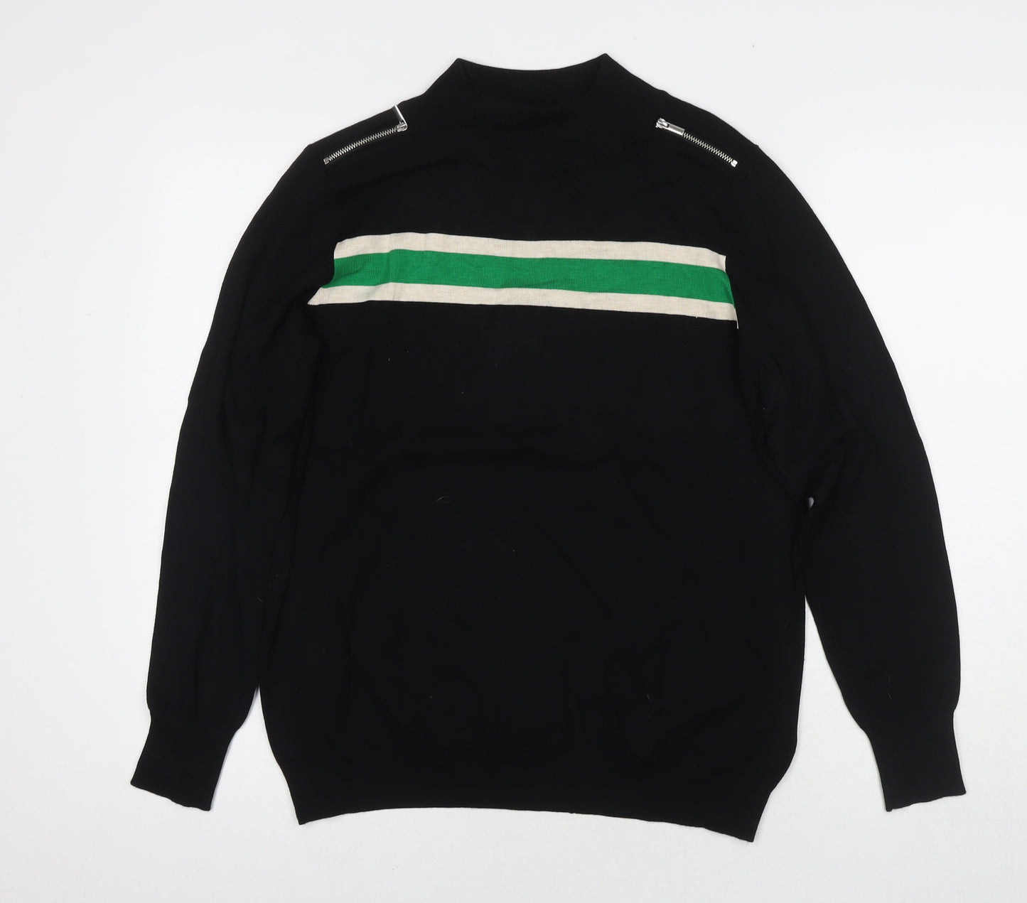 Wallis Womens Black Round Neck Viscose Pullover Jumper Size 16