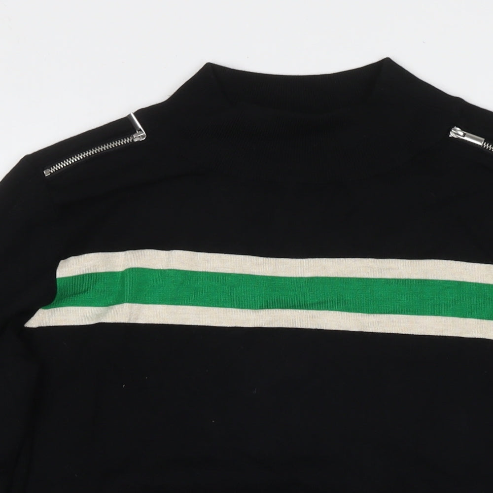 Wallis Womens Black Round Neck Viscose Pullover Jumper Size 16